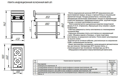 Плита профессиональная индукционная Abat КИП-2П Плита профессиональная индукционная Abat КИП-2П